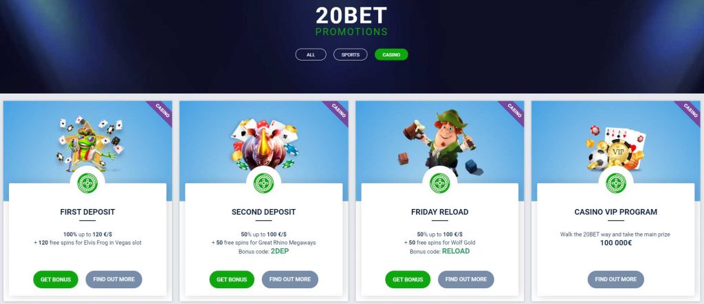 20bet casino bonus